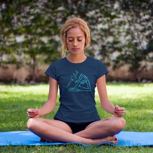 Fountain of Youth  Yoga T- shirt -Unisex Jersey Short Sleeve Tee for Women - Navy - L, XL sizes
