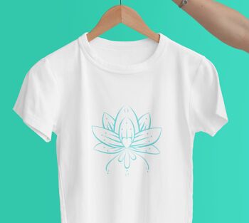 T-shirt fleur de lotus, chemise Lotus, t-shirt motif Lotus, chemise Mandala, Yoga, méditation, unisexe, Royaume-Uni - blanc - 1