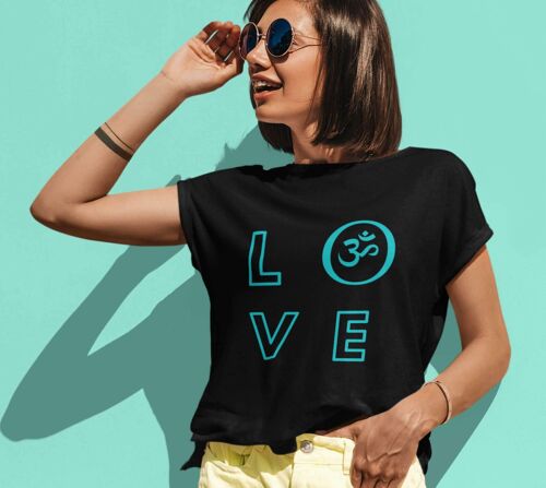Love with OM symbol, Yoga t-shirt, Pilates, Meditation Gift, Unisex T-shirt - Black -