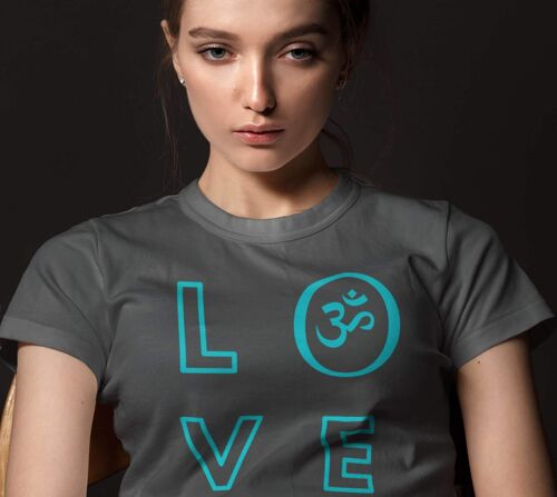 Love with OM symbol, Yoga t-shirt, Pilates, Meditation Gift, Unisex T-shirt - Dark Grey Heather -