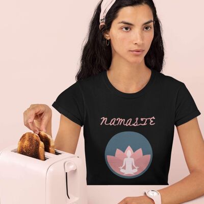 Camiseta unisex Namaste Lotus de cuello redondo, camiseta de yoga, meditación, pilates, camiseta unisex - Negro -