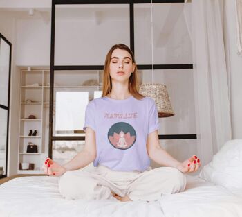 Namaste Lotus T-shirt ras du cou unisexe, T-shirt de yoga, méditation, Pilates, T-shirt unisexe - Heather Prism Lilac - 1