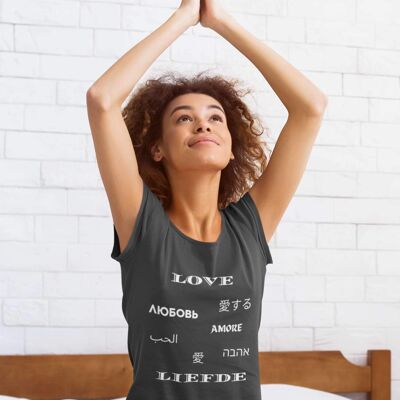 Love is International White Text - Unisex T- shirt, Love and Piece T-shirt, Trend Now UK - Dark Grey Heather -