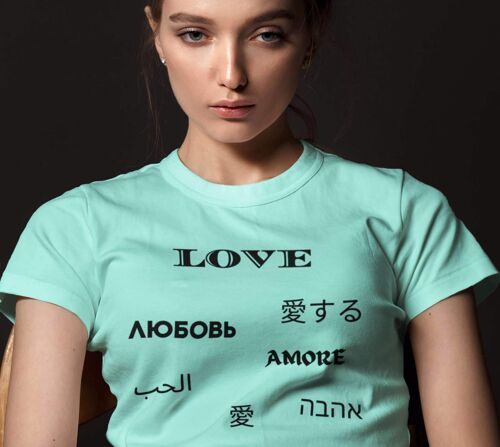 Love is International Black  Text- Unisex T-shirt,  Love and Piece T-shirt, Trend Now UK - Heather Mint -