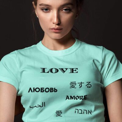 Love is International Black Text- T-shirt unisex, T-shirt Love and Piece, Trend Now UK - Heather Mint -