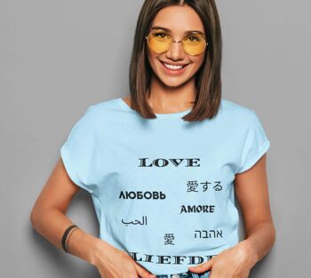 Love is International Black Text - T-shirt unisexe, T-shirt Love and Piece, Trend Now UK - Heather Prism Peach - 2