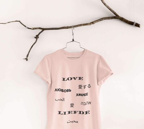 Love is International Black  Text- Unisex T-shirt,  Love and Piece T-shirt, Trend Now UK - Soft Pink -
