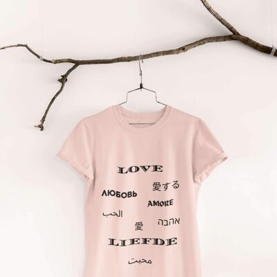 Love is International Black Text- T-shirt unisex, T-shirt Love and Piece, Trend Now UK - Soft Pink -