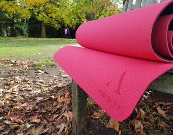 Tapis de yoga écologique UK, tapis de Pilate écologique, tapis de Pilate, tapis de fitness, tapis d'exercice, tapis de méditation, tapis d'entraînement à domicile, rouge 4