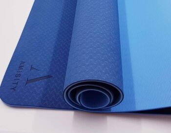Tapis de yoga écologique UK, tapis de Pilate écologique, tapis de Pilate, tapis de fitness, tapis d'exercice, tapis de méditation, tapis d'entraînement à domicile, bleu 1