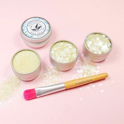 Sherbet Biodegradable Cosmetic Trio-glitter, Gel, Brush Set