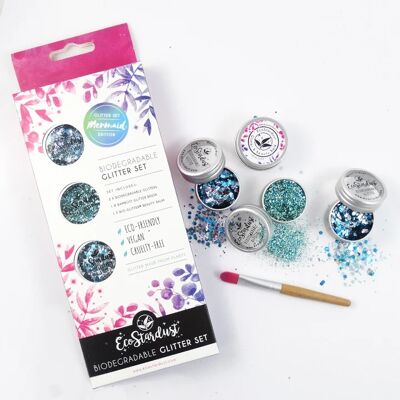 Mermaid Biodegradable Cosmetic Trio Glitter Set