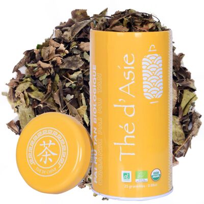 Organic white tea from China - Paï Mu Tan - Metal Box - bulk - 25g