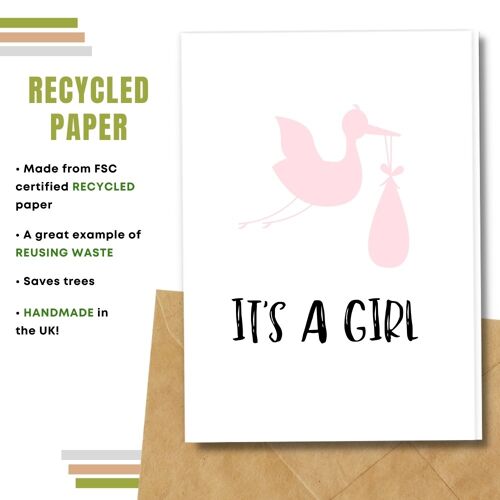 New Baby Card, Welcome Little One, It's a Girl Pack Of 8