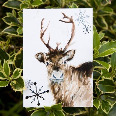 Cartes postales de Noël de renne d'encre