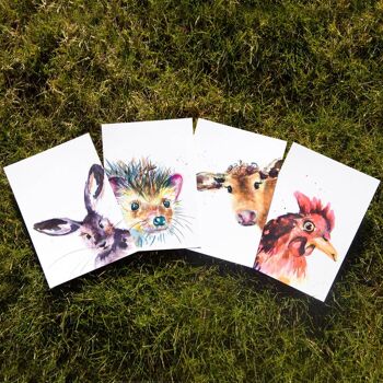Ensemble de cartes postales d'animaux d'encre 4