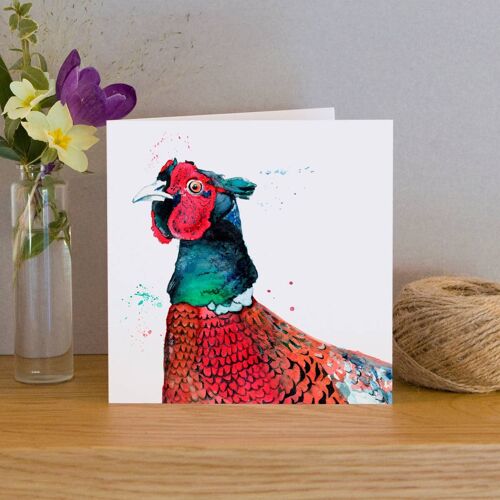 Inky Pheasant Blank Greeting Card