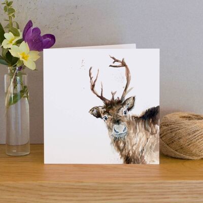 Inky Reindeer Blank Greeting Card - Perfect for Christmas
