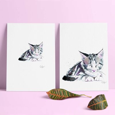 Stampa giclée di lusso Inky Kitten senza cornice