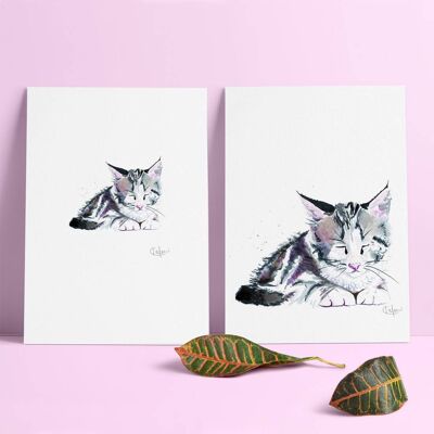 Inky Kitten Luxury Giclée Impression sans cadre