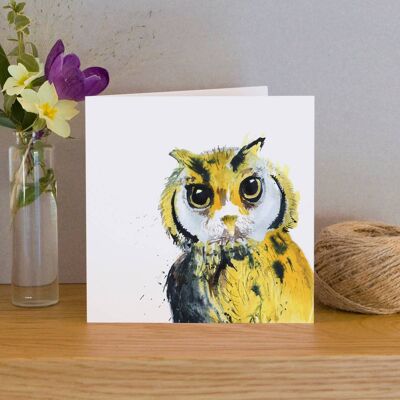 Tarjeta de felicitación en blanco Inky Owl