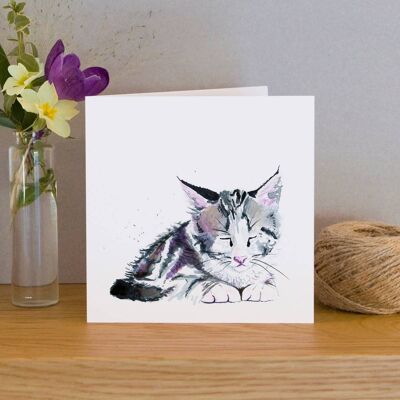 Cartolina d'auguri vuota con gattino inchiostro