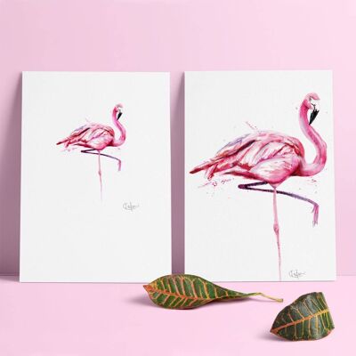 Inky Flamingo Luxury Giclee Unframed Print
