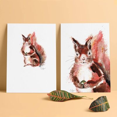 Inky Squirrel Luxury Giclée Impression sans cadre