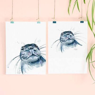 Inky Seal Luxury Giclee Unframed Print