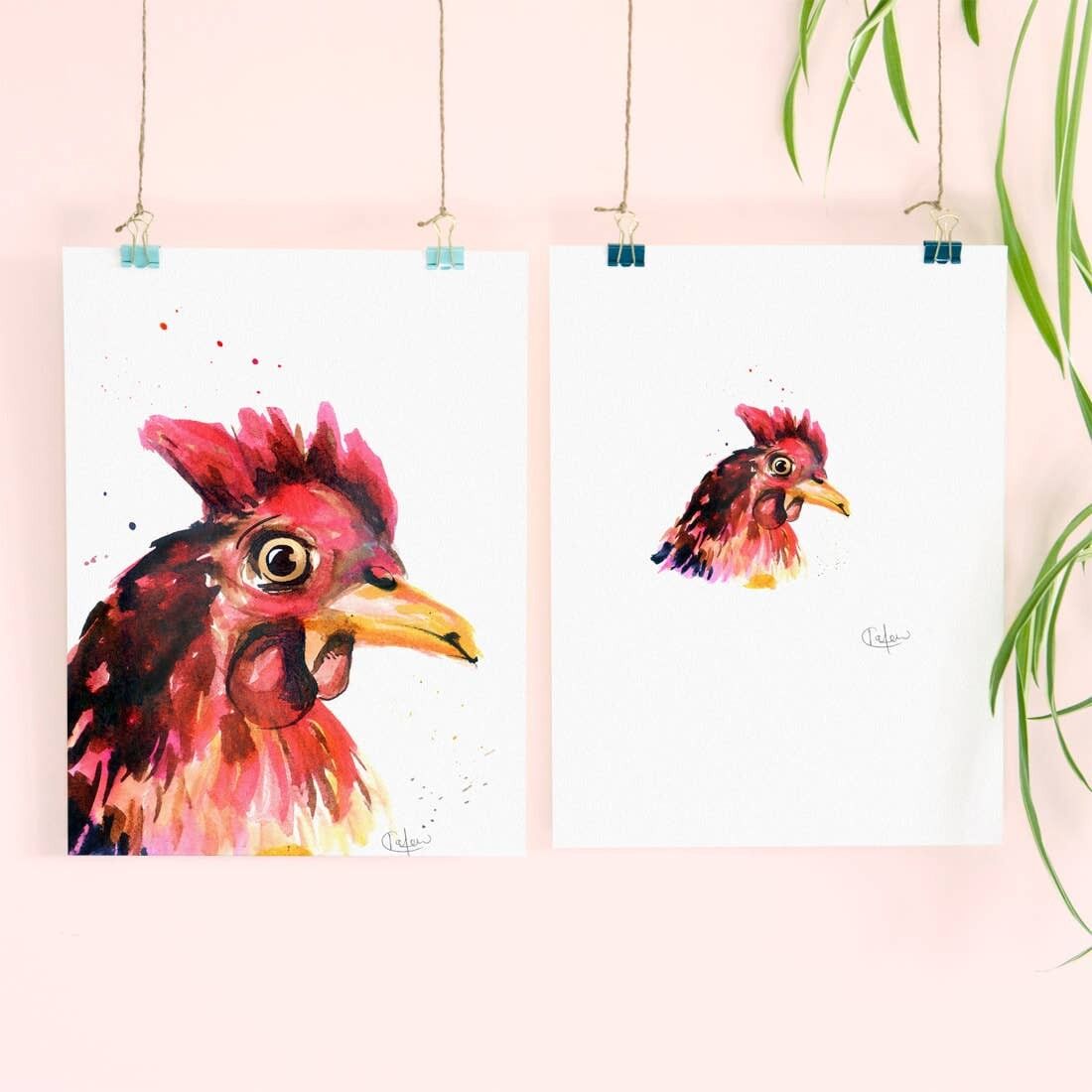 Stampa giclée di lusso Inky Chicken senza cornice