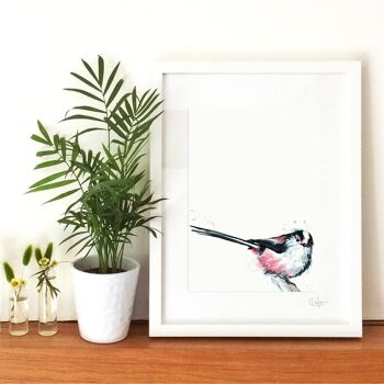 Inky Long Tailed Tit Luxe Giclée Impression Sans Cadre 4