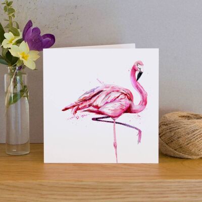 Inky Flamingo Blank Greeting Card