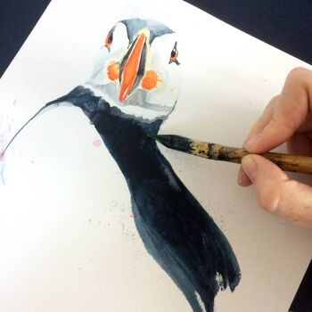 Inky Puffin Luxury Giclée Impression sans cadre 2