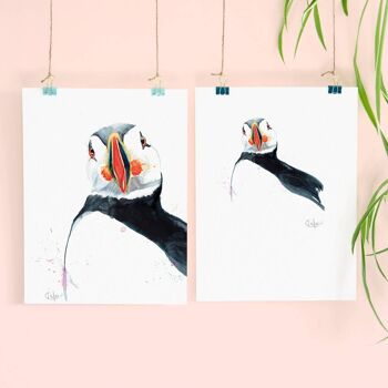 Inky Puffin Luxury Giclée Impression sans cadre 3
