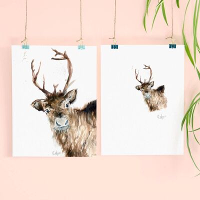 Inky Reindeer Luxury Giclee Unframed Print