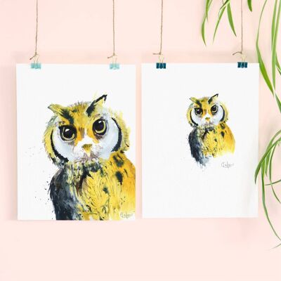 Inky Owl Luxury Giclee Unframed Print