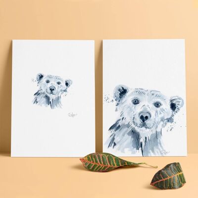 Stampa giclée di lusso senza cornice dell'orso polare Inky