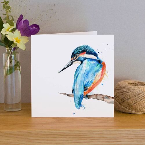 Inky Kingfisher Blank Greeting Card