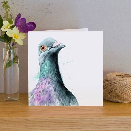Inky Pigeon Blank Greeting Card