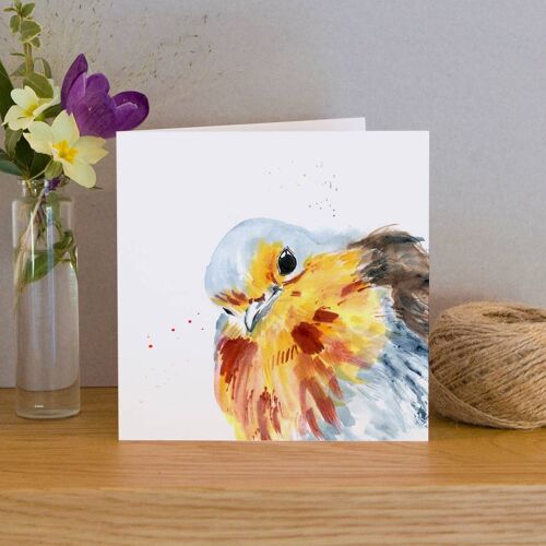 Inky Robin Blank Greeting Card - Perfect for Christmas