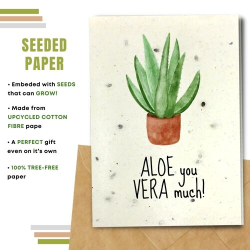 Eco Friendly Greeting Card, Aloe you very much! Pack Of 8