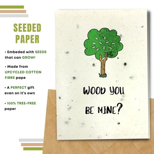 Eco Friendly Greeting Card, Wood you be mine? Pack Of 8