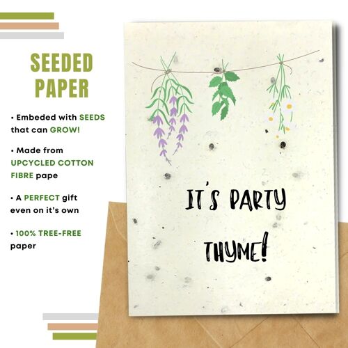 Eco Friendly Greeting Card, Party Thyme Pack Of 8