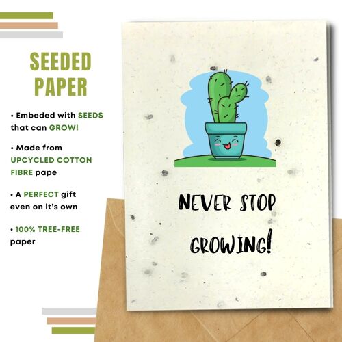 Eco Friendly Greeting Card, Never stop growing Pack Of  8
