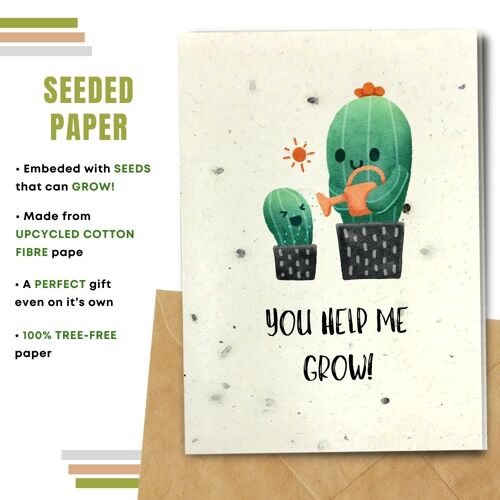 Eco Friendly Greeting Card, You help me grow Pack Of 8