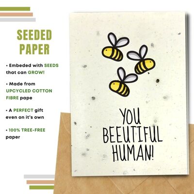 Plastic Free Greeting Card, Beeutiful Human Pack Of 8