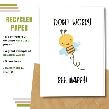 Carte de voeux sans plastique, ne vous inquiétez pas, abeille heureuse! Paquet de 8 2