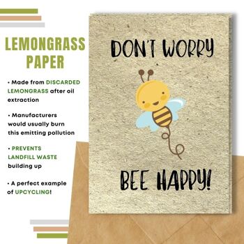 Carte de voeux sans plastique, ne vous inquiétez pas, abeille heureuse! Paquet de 8 3