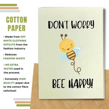 Carte de voeux sans plastique, ne vous inquiétez pas, abeille heureuse! Paquet de 8 4