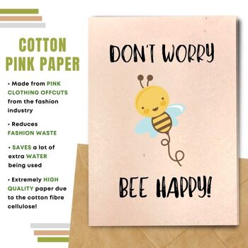 Carte de voeux sans plastique, ne vous inquiétez pas, abeille heureuse! Paquet de 8 5